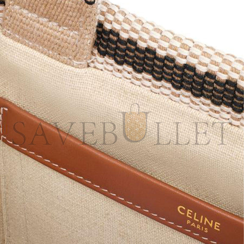 CELINE SMALL CABAS THAIS IN STRIPED TEXTILE WITH TRIOMPHE 199162FV2.02BL (25.5*18.5*12cm) CELINE SMALL CABAS THAIS IN STRIPED TEXTILE WITH TRIOMPHE 199162FV2.02BL (25.5*18.5*12cm)